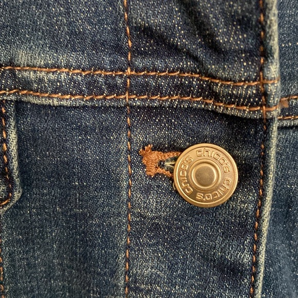 NWT Chico's Embellished Floral Gold Pearls and Beaded Denim Jacket Size O - Picture 6 of 12